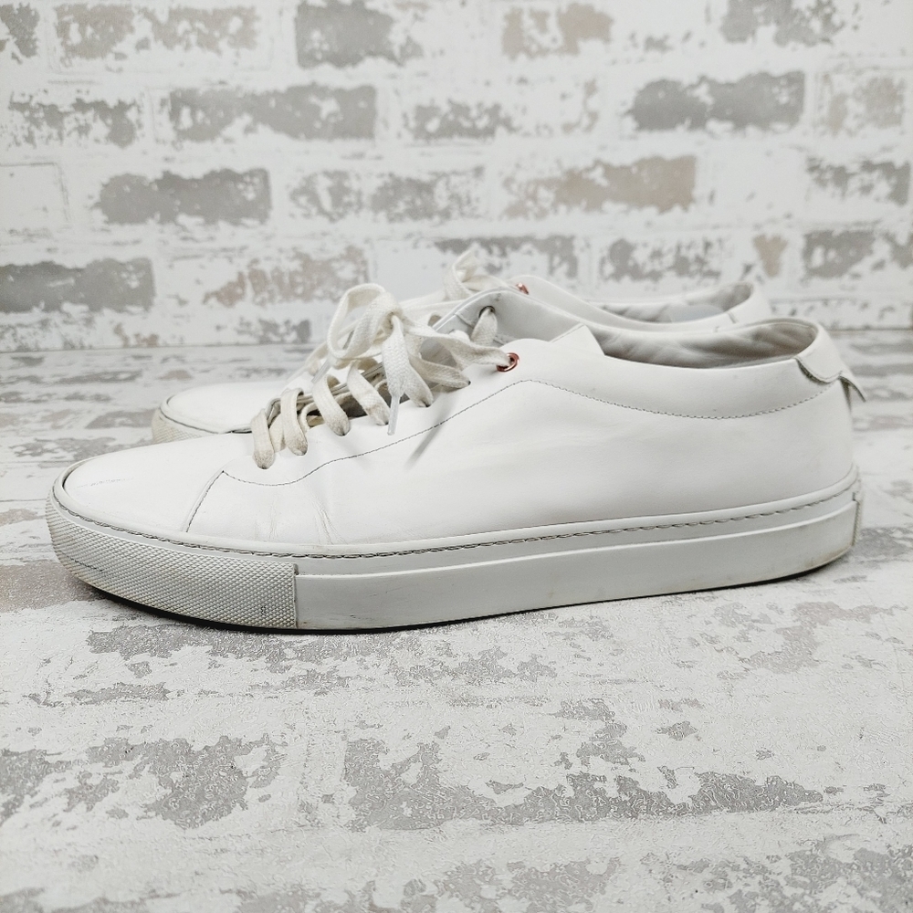 Good Man Brand Edge White Leather Lace Up Low Top Sneakers i1015